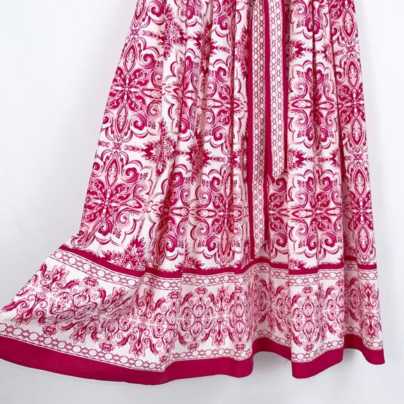 Talbots Women's Printed Tie Waist Midi Dress Size 6 Petite Pink Medallion - Picture 6 of 16